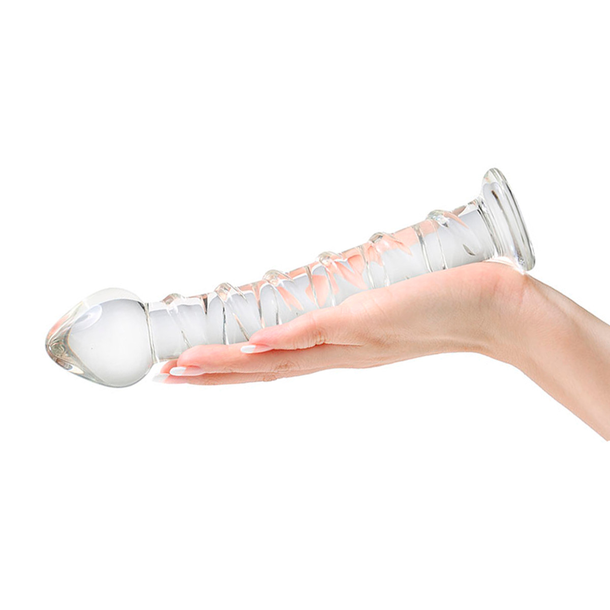 Plug Anal em Vidro com Ponta Cônica, Textura Espiral em Alto-Relevo e Base de Segurança - 19 x 4 cm - 3