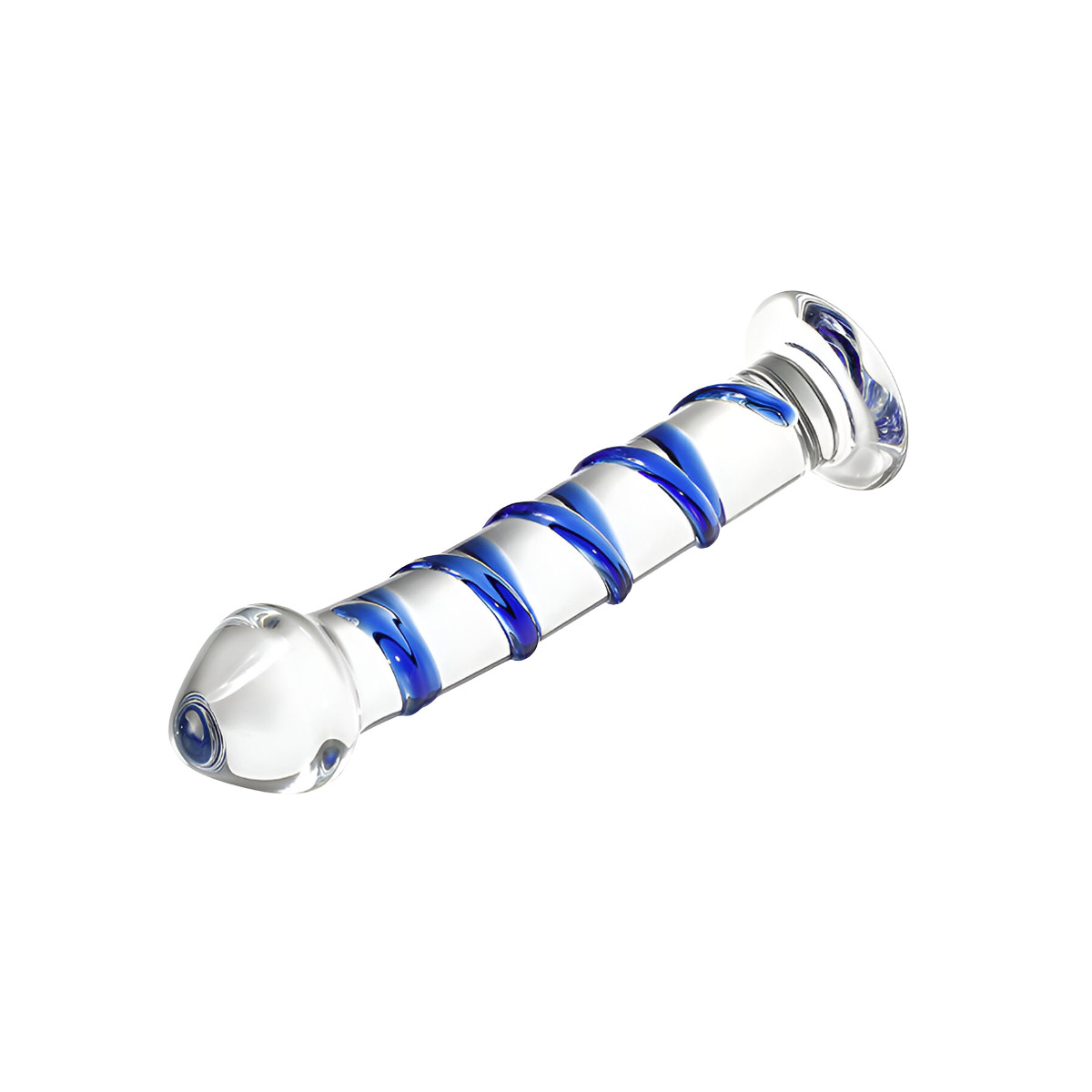 Plug Anal em Vidro com Ponta Saliente e Espiral Azul em Alto Relevo com Base - 3R Import | 16,5 x 3,8 cm - 2
