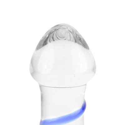 Foto 4 do produto Plug Anal em Vidro com Ponta Saliente e Espiral Azul em Alto Relevo com Base - 3R Import | 16,5 x 3,8 cm