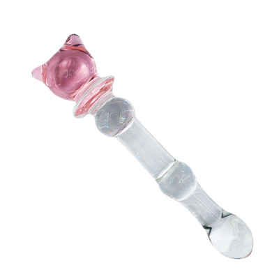 Foto 1 do produto Plug Anal em Vidro com Design Escalonado e Base com Formato de Gato - 3R | 15 x 3 cm