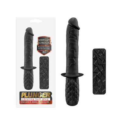 Foto 1 do produto Plunger Vibrating Butt Plug - Vibrador Bastão em Forma de Pênis Realístico com 10 Modos de Vibração e Controle Remoto - 13 x 2,8 cm