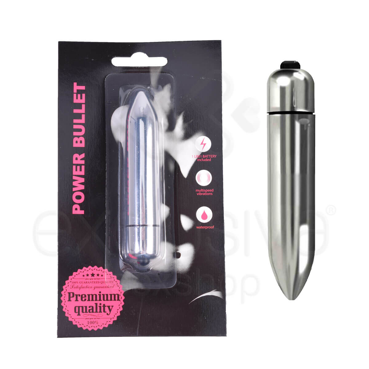 Power Bullet - Cápsula Vibratória com 7 Modos de Vibração - 9,5 x 2,1 cm | Cor: Prata - 1