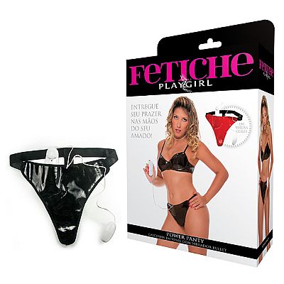 Calcinha em Vinil com Vibrador Bullet - Fetiche PlayGirl Power Panty | Disponível em 3 Cores - 2