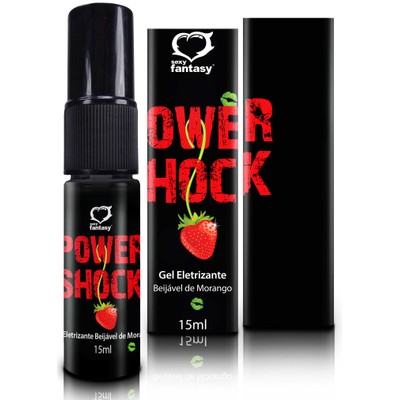 Foto 1 do produto Power Shock - Vibrador Líquido Beijável - 15 ml | Sabor: Morango