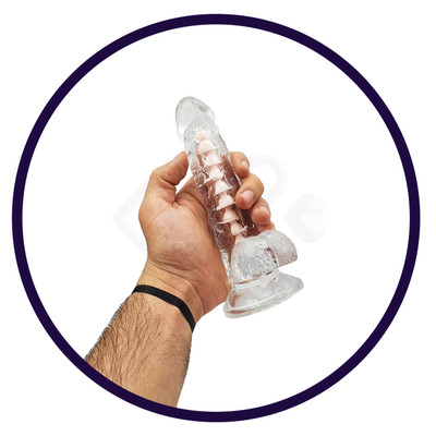 Foto 6 do produto Prótese Peniana Realística Translúcida com Escroto, Vértebra e Base em Ventosa - Powerful Suction Base | 12,7 x 3,6 cm
