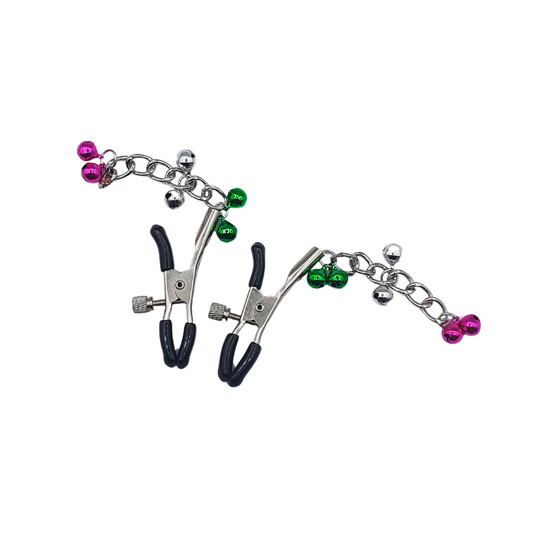 Prendedores para Seios Feito em Metal com Guizos em Cores Diversas e Ajuste de Pressão - 1