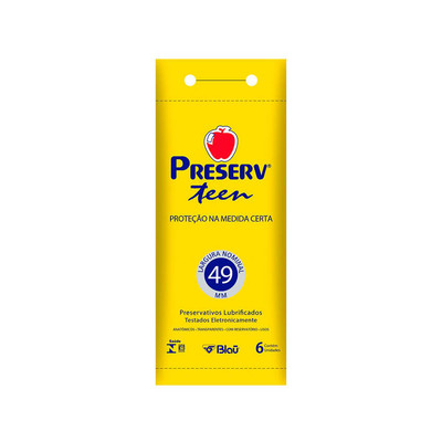 Foto 1 do produto Preserv Teen - Preservativo Lubrificado para o Público Jovem com Diâmetro Menor - 6 Unidades