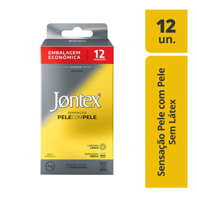 Foto 1 do produto Preservativo Anatômico Extra Fino com Tecnologia Real Feel sem Uso de Látex e Lubrificado com Óleo de Silicone - Jontex Sensação Pele com Pele | 12 Unidades
