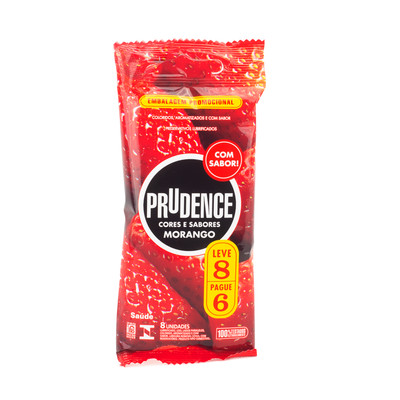 Preservativo com Aroma, Cor e Sabor de Morango - Prudence Cores e Sabores | 8 Unidades