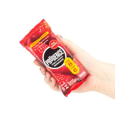 Preservativo com Aroma, Cor e Sabor de Morango - Prudence Cores e Sabores | 8 Unidades