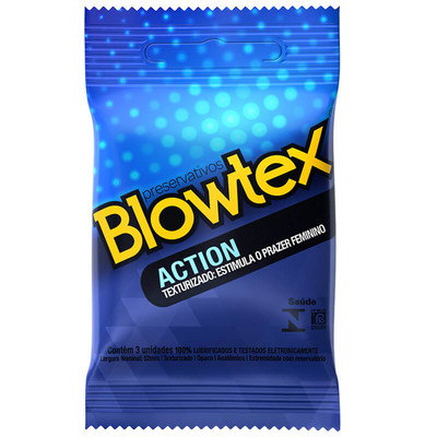 Preservativo Masculino com Texturas que Estimulam o Prazer Feminino - Blowtex Action | 3 Unidades