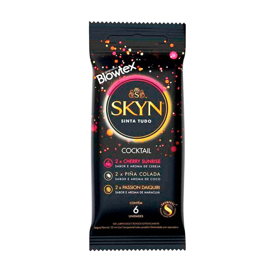 Cocktail com Aromas Reais - Preservativo Blowtex Skyn - 6 UN - 1