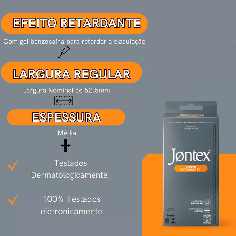 Preservativo com Efeito Retardante e Espessura Média - Jontex Linha Performance | 6 Unidades - 2