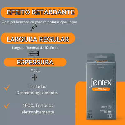 Preservativo com Efeito Retardante e Espessura Média - Jontex Linha Performance | 6 Unidades