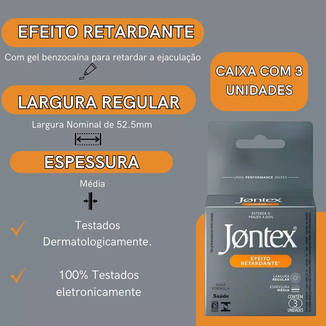Preservativo com Espessura Média e Efeito Retardante - Jontex Linha Performance | 3 Unidades - 2