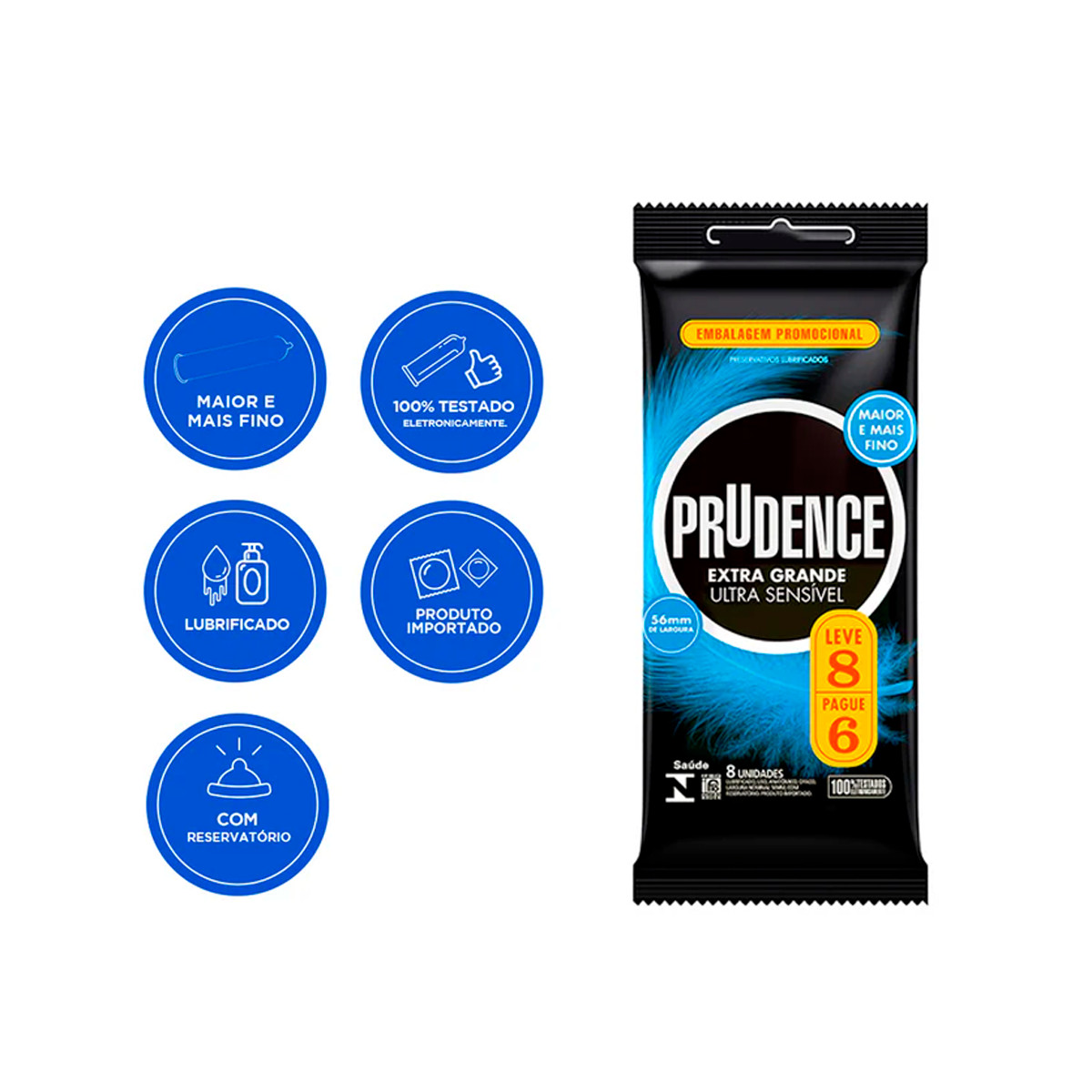 Preservativo Extra Grande Ultra Sensível - Prudence | 56mm | 8 Unidades - 3