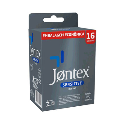Preservativo Intimo Lubrificado Mais Fino com Embalagem Econômica - Jontex Sensitive | 16 Unidades