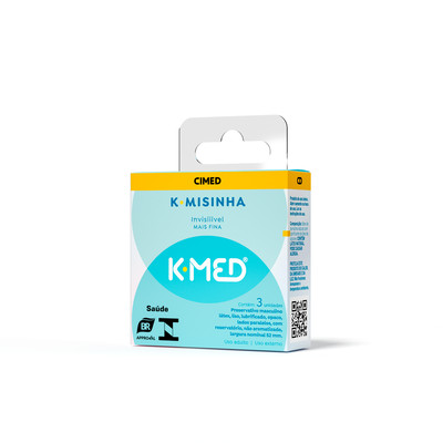 Preservativo Lubrificado Mais Fina - K-Med K.misinha Invisível | 3 Unidades