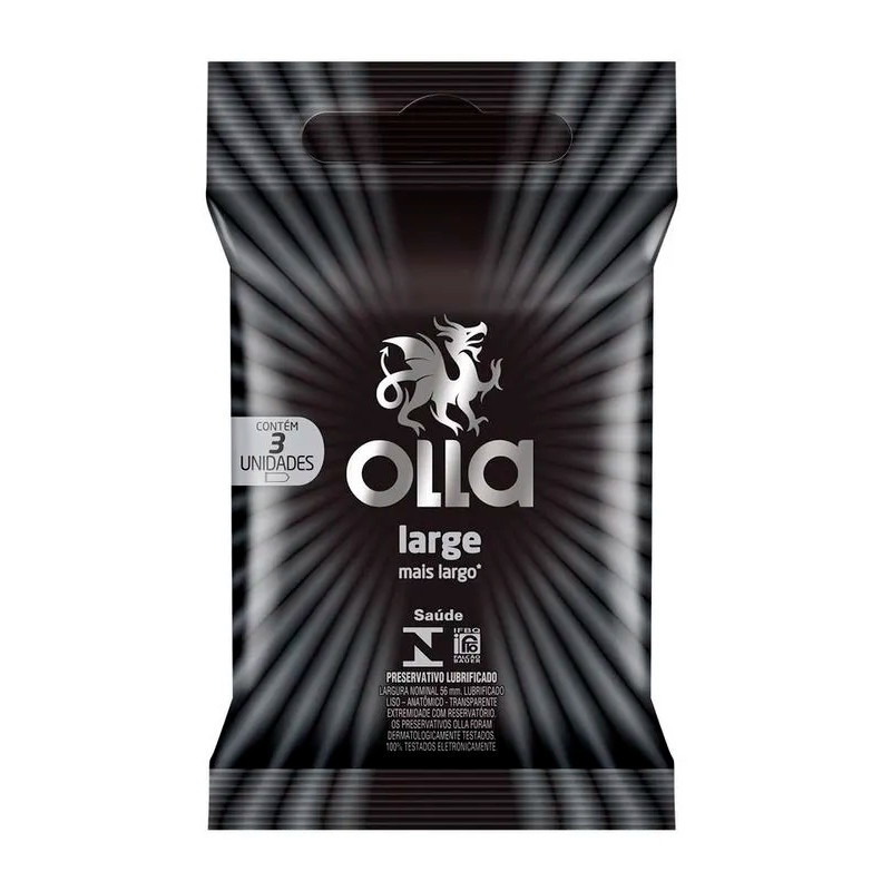 Preservativo Largo com 56 mm - Olla Large | 3 Unidades - 1