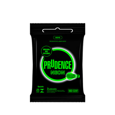 Foto 2 do produto Preservativo Fosforescente que Brilha no Escuro - Prudence Neon | 3 Unidades