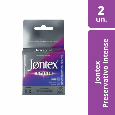 Preservativo Texturizado com Efeito Refrescante e Espessura Média - Jontex Intense | 2 Unidades