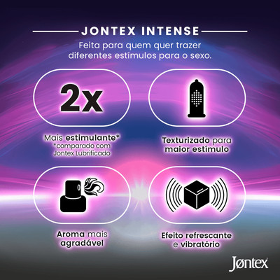 Preservativo Texturizado com Efeito Refrescante e Espessura Média - Jontex Intense | 2 Unidades