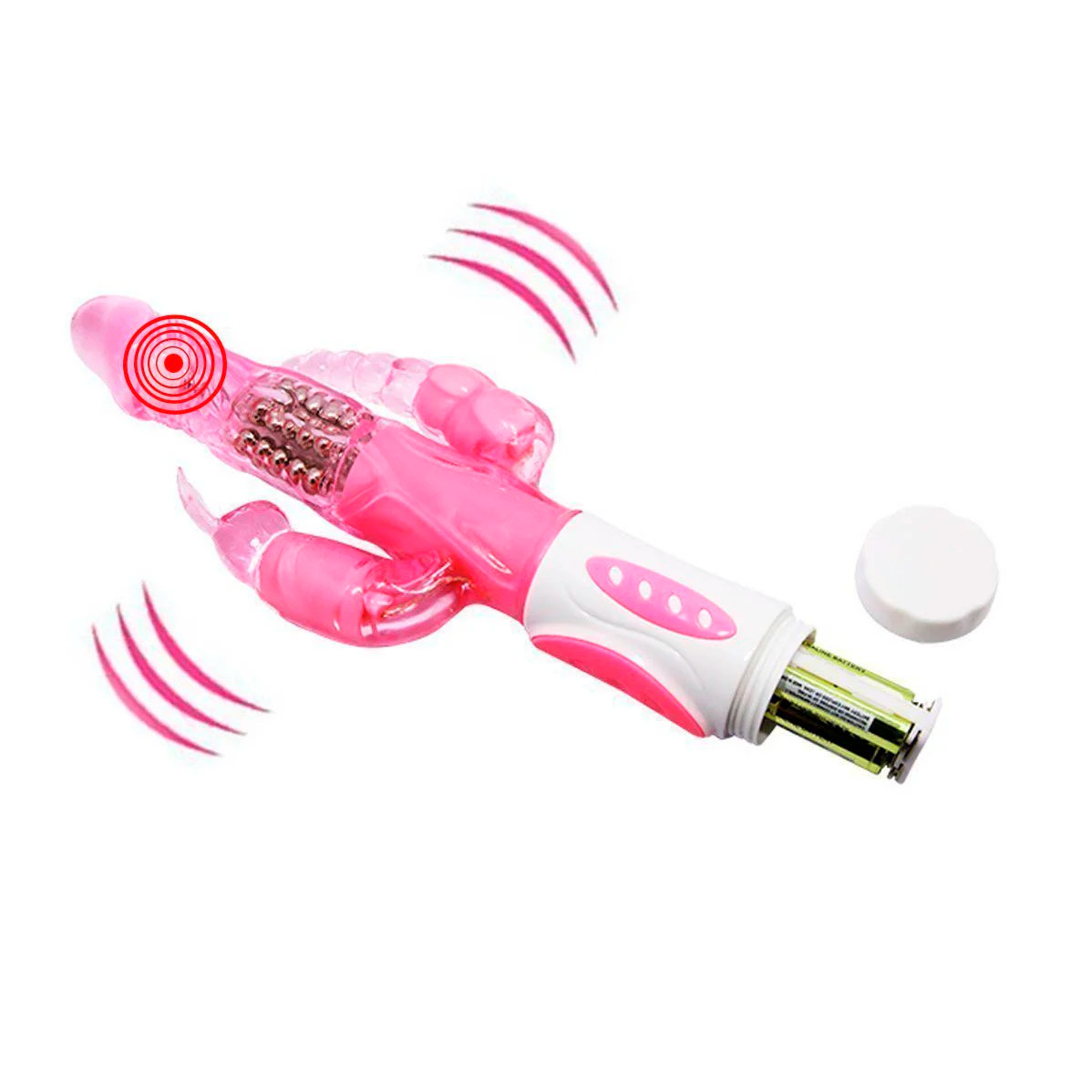 Vibrador Rotativo Triplo com 12 Modos de Vibração em Silicone - Pretty Bunny  | 12 x 2,8 cm | Disponível em 2 Cores - 3