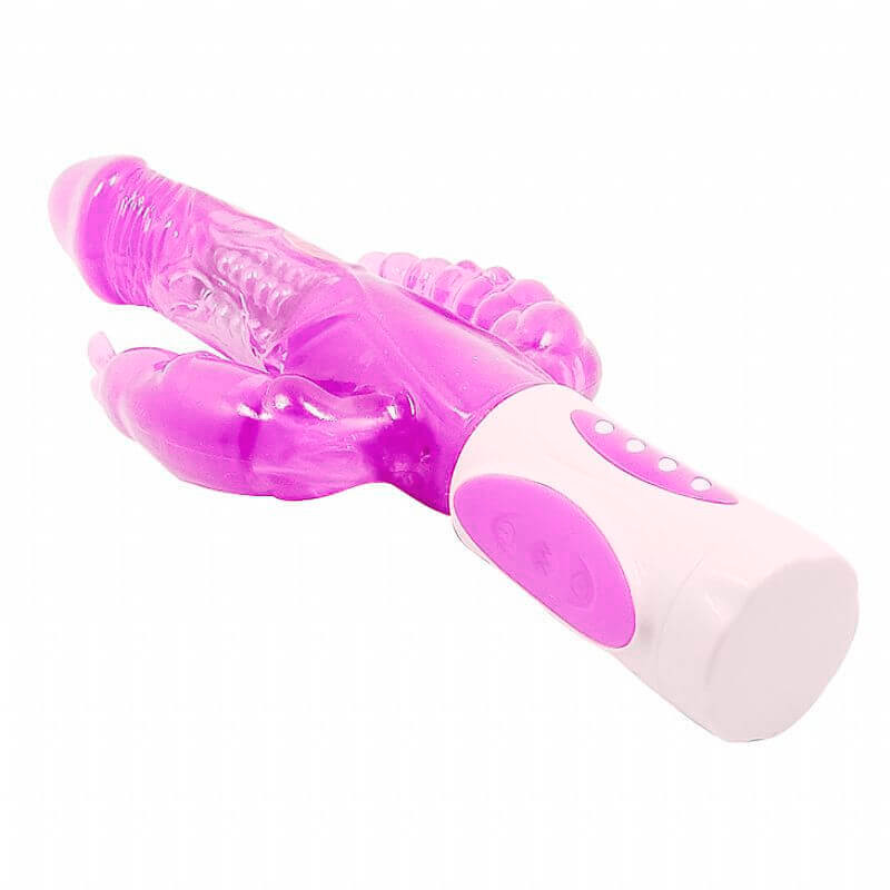 Vibrador Rotativo Triplo com 12 Modos de Vibração em Silicone - Pretty Bunny  | 12 x 2,8 cm | Disponível em 2 Cores - 2