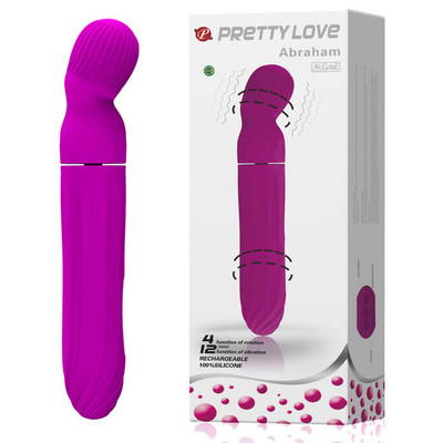 Foto 1 do produto Vibrador Ponto G Recarregável com 4 Modos de Rotação e 12 Modos de Vibração - Pretty Love Abraham - 20 x 4 cm | Cor: Roxo