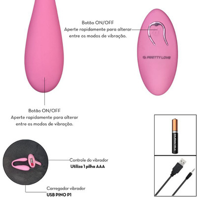 Foto 3 do produto Vibrador para Casais em Silicone com 12 Modos de Vibração, Recarregável e Controle Remoto sem Fio - Pretty Love Aldrich | Disponível em 2 Cores