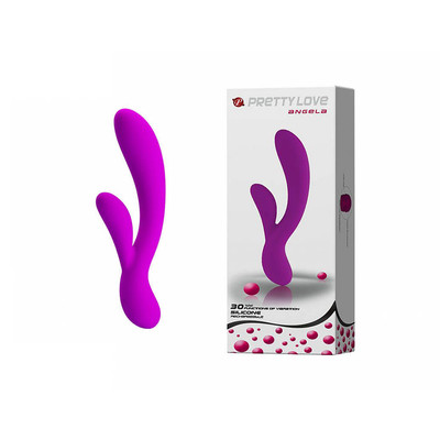 Vibrador Recarregável Estimulador de Clítoris e Ponto G em Silicone com 30 modos de Vibrações - Pretty Love Angela - 21 x 3,5 cm