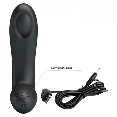 Foto 6 do produto Estimulador de Próstata e Períneo em Silicone com 12 Modos de Pulsação Recarregáveis via Cabo USB - Pretty Love Archenemy | 8,8 x 3,2 cm