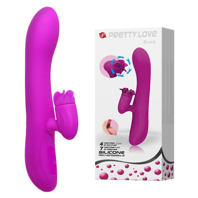 Foto 1 do produto Pretty Love Buck - Vibrador de Ponto G Recarregável com Estimulador Clitoriano Rotativo, 4 Funções de Rotação e 7 Funções de Vibração, a Prova D'Água - 20,5 x 3,5 cm