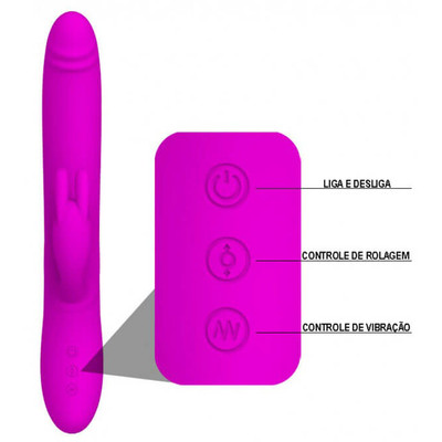 Foto 7 do produto Vibrador Recarregável com Estimulador Clitoriano em Forma de Coelho, 4 Funções de Rotação que Simulam Movimentos de Vai e Vem e 7 Vibrações - Pretty Love Byron | Disponível em 2 Cores