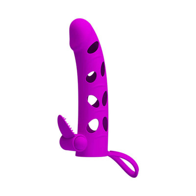 Foto 5 do produto Pretty Love - Capa Peniana Vazada com Anel para Escroto e Estimulador de Clítoris  | Cor: Roxo
