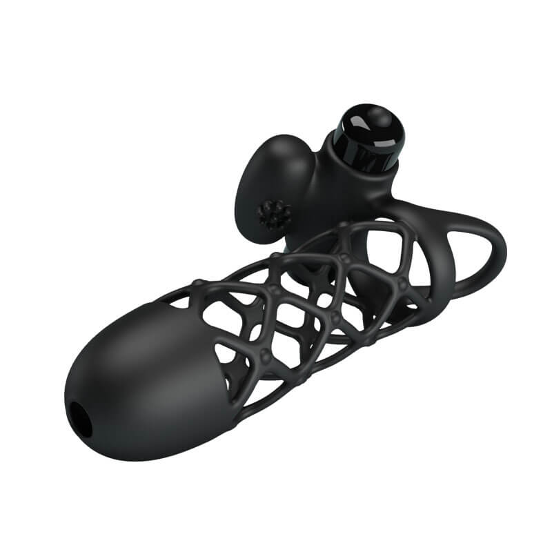 Pretty Love - Capa Peniana Vazada com Estimulador de Clítoris em Silicone e Anel para Escroto - 4