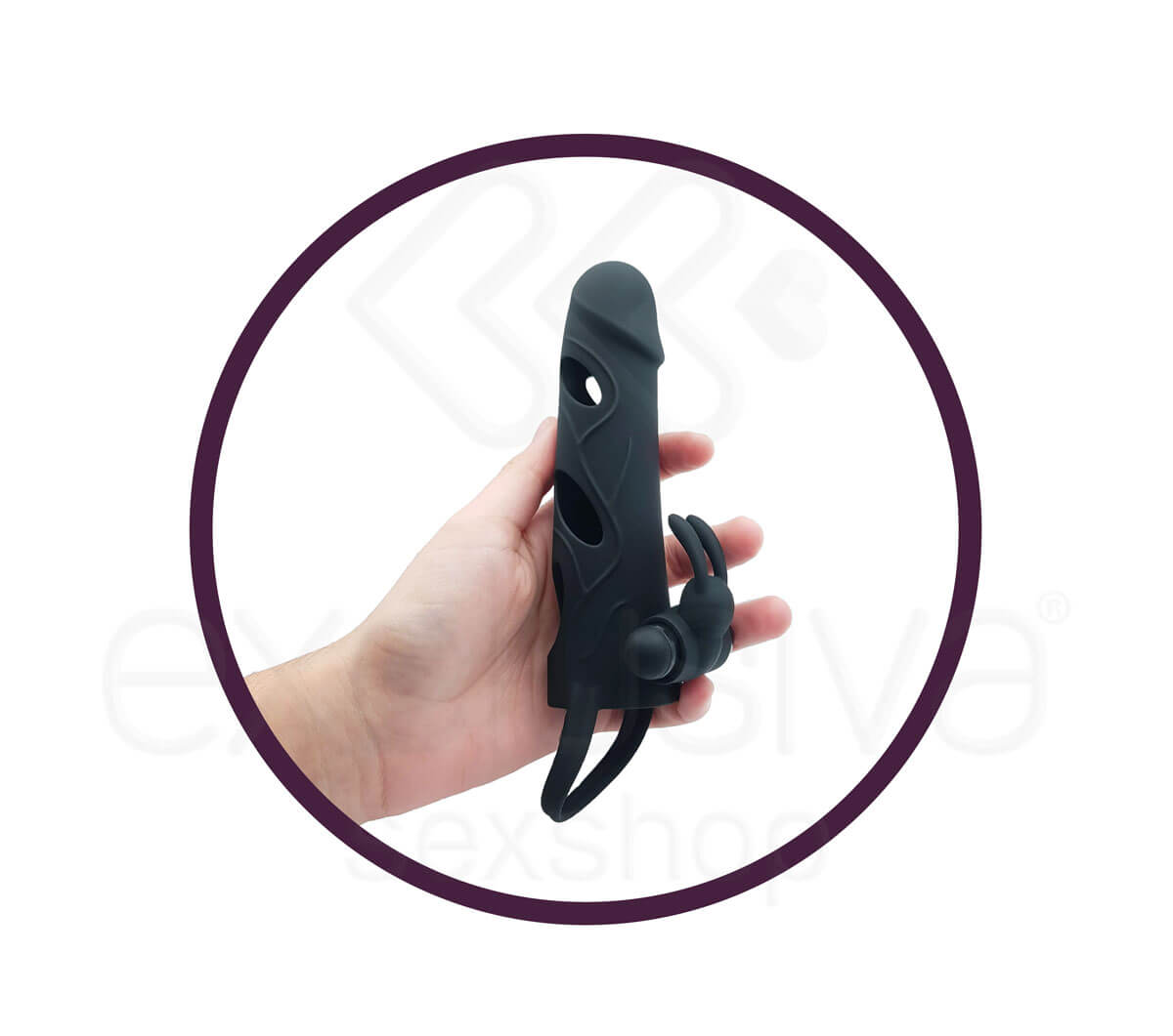 Pretty Love - Capa Peniana Vazada em Silicone com Preenchimento, Anel Para Escroto e Estimulador Clitoriano com Vibração - 16,5 x 3,3 cm - 3