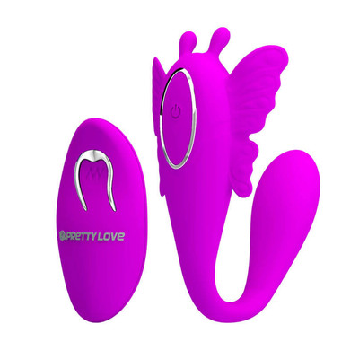 Vibrador de Casal Recarregável em Silicone com 12 Modos de Vibração e Controle Sem Fio - Pretty Love Chimera - 9,4 x 2,8 cm