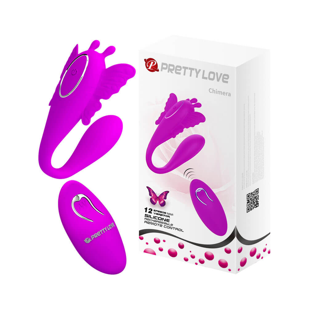 Vibrador de Casal Recarregável em Silicone com 12 Modos de Vibração e Controle Sem Fio - Pretty Love Chimera - 9,4 x 2,8 cm - 3