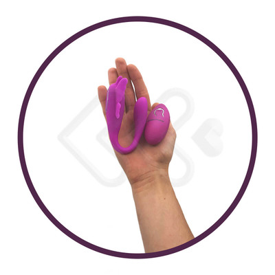 Vibrador de Casal Recarregável em Silicone com 12 Modos de Vibração e Controle Sem Fio - Pretty Love Chimera - 9,4 x 2,8 cm
