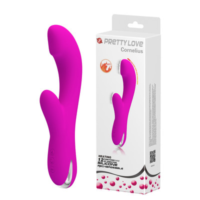 Vibrador Estimulador de Ponto G e Clítoris em Silicone com Aquecimento e 12 Modos de Vibração - Pretty Love Cornelius |10,5 x 3,5 cm