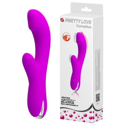 Vibrador Estimulador de Ponto G e Clítoris em Silicone com Aquecimento e 12 Modos de Vibração - Pretty Love Cornelius | 21,5 x 3,5 cm