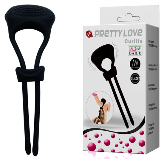 Anel Peniano em Soft Touch com Vibração Única - Pretty Love Curitis | 13,5 x 4,7 cm | Cor: Preto - 1