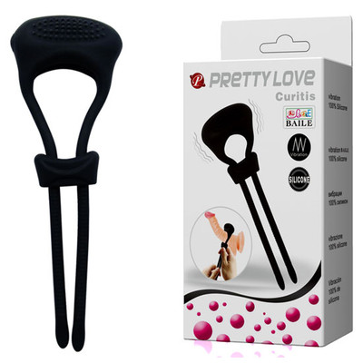 Anel Peniano em Soft Touch com Vibração Única - Pretty Love Curitis | 13,5 x 4,7 cm | Cor: Preto