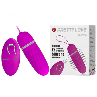 Cápsula Vibratória com 12 Modos de Vibração, Textura Diamante, Controle Remoto sem Fio e Resistente à Água - Pretty Love Dawn | 8,5 x 3 cm | Cor: Roxo