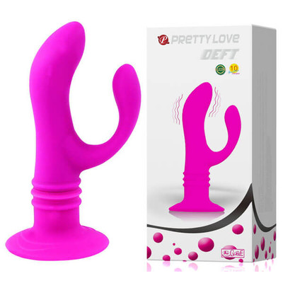 Pretty Love Deft - Plug Anal em Soft Touch com Estimulador Lateral, Ventosa e Vibro de 10 Velocidades - 13,5 x 3 cm