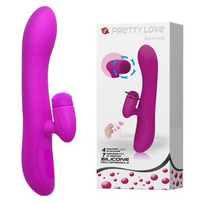 Pretty Love Derrick - Vibrador de Ponto G Recarregável com Estimulador Clitoriano Rotativo com 4 Funções de Rotação e 7 Funções de Vibração - 20,5 x 3,5 cm
