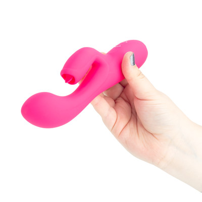 Vibrador Estimulador de Ponto G e Clítoris Recarregável em Silicone com 12 Modos de Vibração e 3 Movimento de Língua - Pretty Love Doreen | 11,3 x 3,8 cm | Disponível em 2 cores