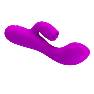 Foto 3 do produto Vibrador Estimulador de Ponto G e Clítoris Recarregável em Silicone com 12 Modos de Vibração e 3 Movimento de Língua - Pretty Love Doreen | 11,3 x 3,8 cm | Disponível em 2 cores