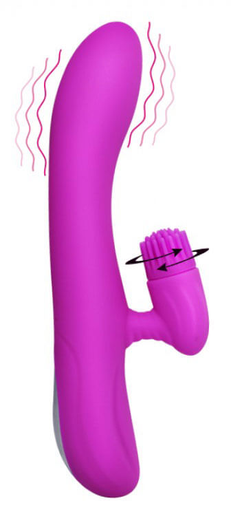 Pretty Love Elton - Vibrador de Ponto G Recarregável com Estimulador Clitoriano Rotativo, 4 Funções de Rotação e 7 Funções de Vibração e Resistência à Água - 20,5 x 3,5 cm - 3